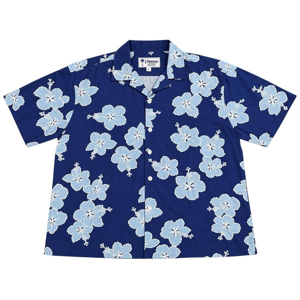 Rai Nani Vintage Blue Hawaiian Hibiscus Button-Front Shirt (XL)